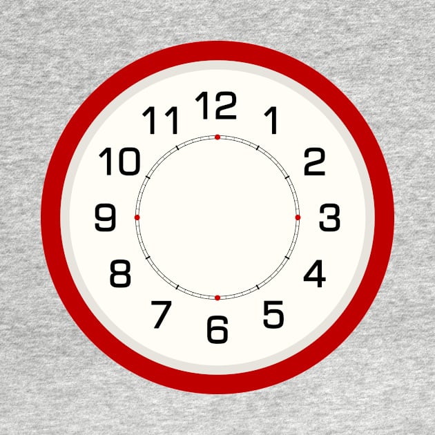 Modern clock in white, red and black by ojovago